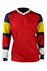 Men's V-neck long-sleeved technical sports t-shirt - red