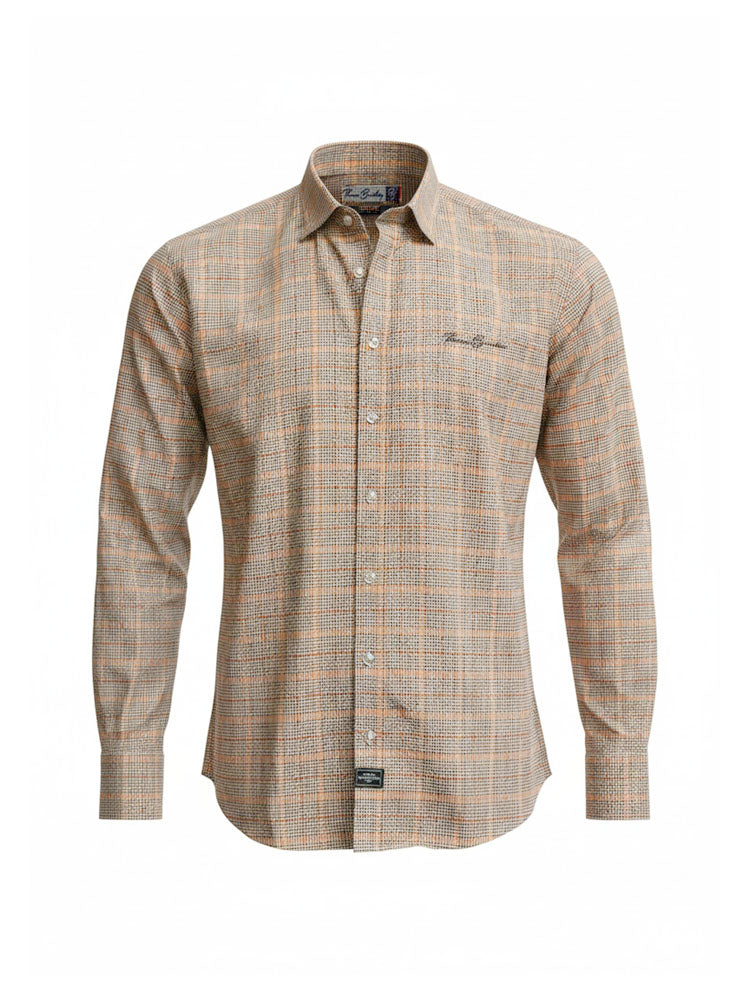 Laney - Orange | Aprókockás oxford férfi ing (narancs, barna, fehér)