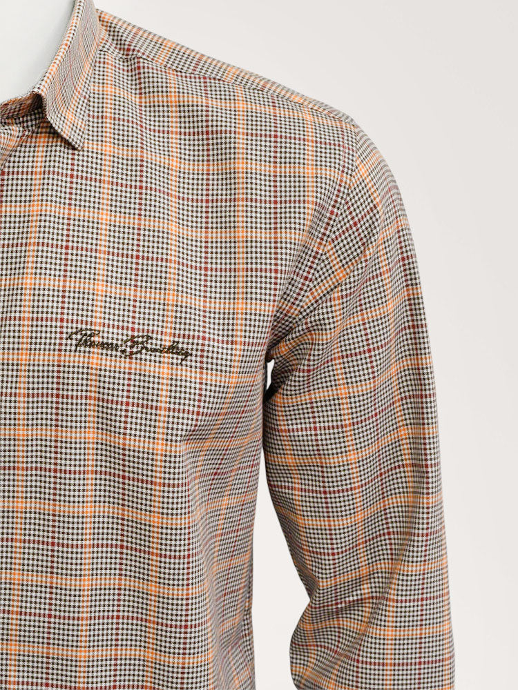 Laney - Orange | Aprókockás oxford férfi ing (narancs, barna, fehér)